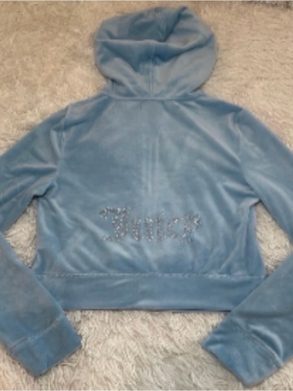 Juicy Couture Baby Blue Velour Tracksuit Set 💎 Rhinestone Logo • Size XL - Picture 4 of 5